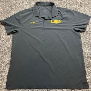 LSU Tigers Nike Dri Fit Polo Mens XL Gray Short Sleeve Golf Performance